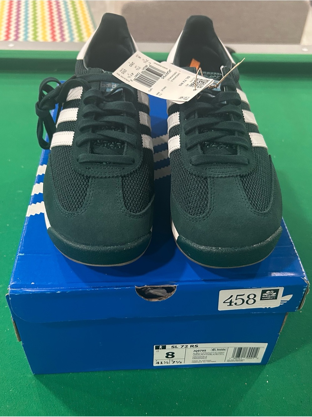 adidas Men’s Dark Green and White Retro Runner Sneakers
